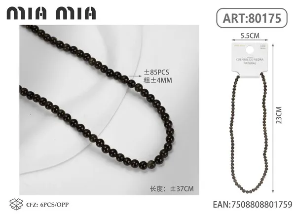 Collar de cuentas de obsidiana dorada de 4mm