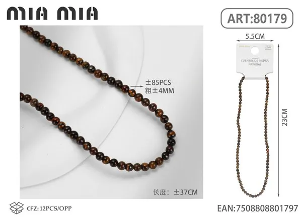 Collar de cuentas de ojo de tigre de 4mm