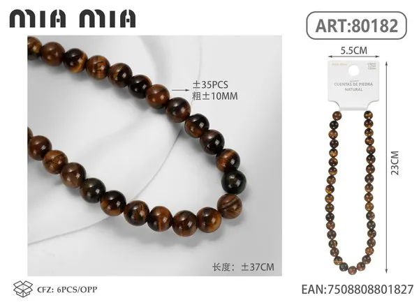 Collar de cuentas de ojo de tigre de 10mm