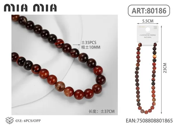 Collar de cuentas de ágata rayada de 10mm