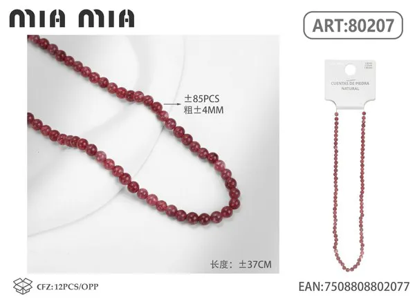 Collar de cuentas de cuarzo fresa de 4mm