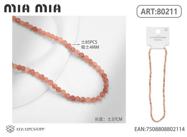 Collar de cuentas de piedra de sol de 4mm