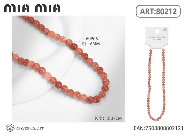 Collar de cuentas de piedra de sol de 6mm