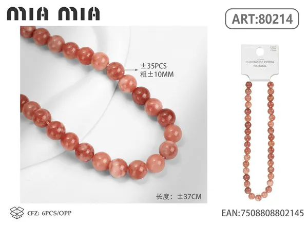 Collar de cuentas de piedra de sol de 10mm