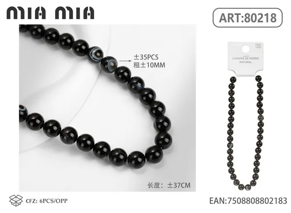 Collar de cuentas de ágata rayada de 10mm