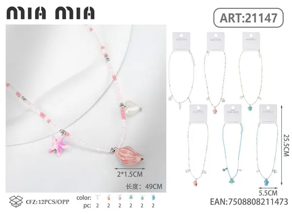 Collar de chaquira con estrella de mar y concha