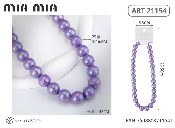 Collar de cuentas perladas moradas