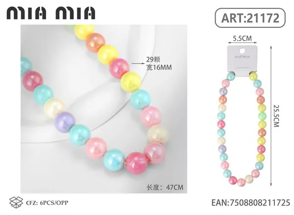 Collar de cuentas nacaradas multicolor de 16mm