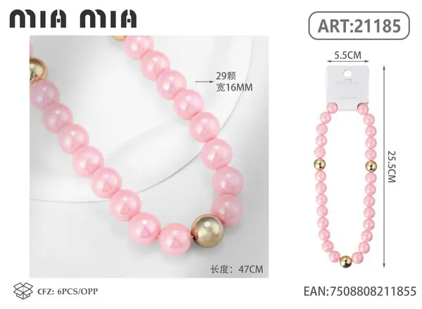 Collar de cuentas nacaradas rosas de 16mm