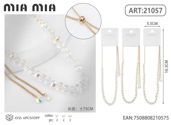 Collar ajustable de cuentas de cristal facetado