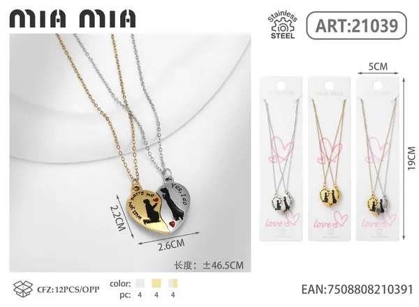 Collar de pareja magnético con dije de propuesta (2 piezas)