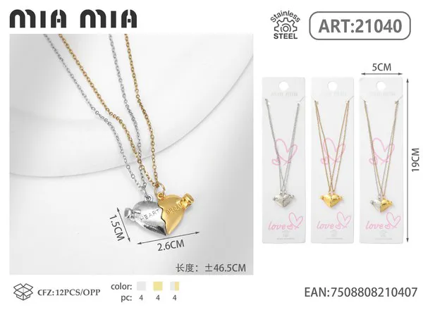 Collar de pareja magnético de corazón (2 piezas)