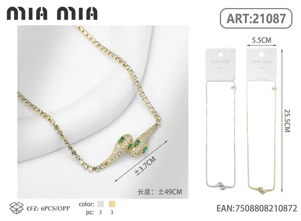 Collar de cobre con serpiente y diamantes