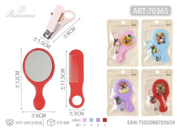 Set infantil de espejo, peine y cortaúñas