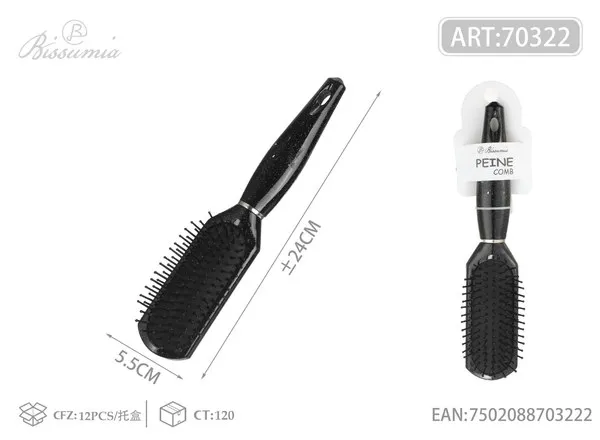 Cepillo plano de almohadilla de aire negro perlado