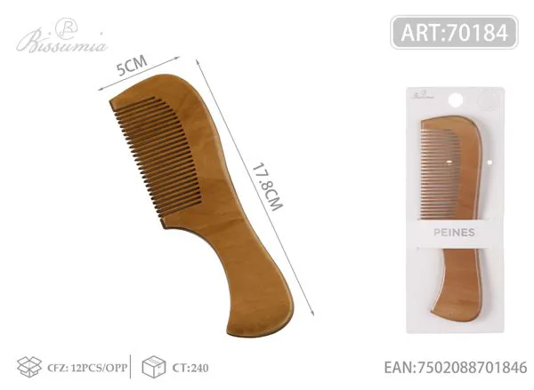Peine de madera con mango tipo cuchillo