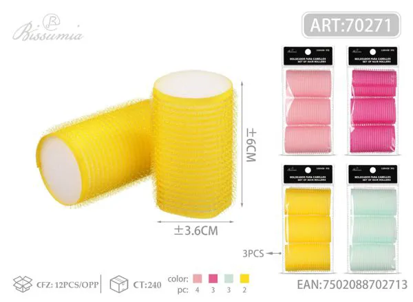 Rulos con núcleo de esponja 3.6 cm (3 piezas)