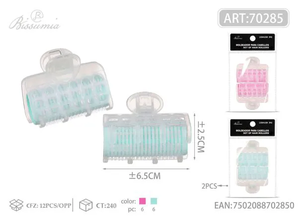 Rulos de nylon con clip de cuatro dientes 2.5 cm (2 piezas)