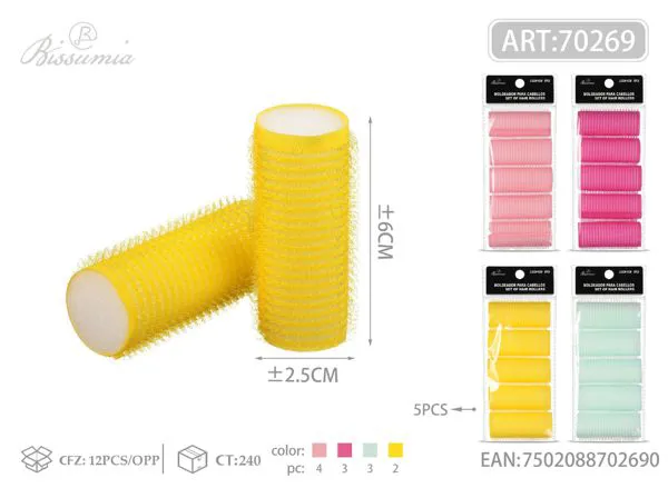 Rulos con núcleo de esponja 2.5 cm (5 piezas)