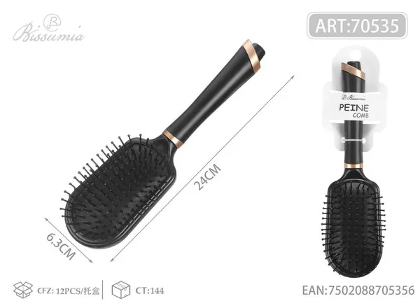 Cepillo de almohadilla de aire negro con dorado, cabezal irregular