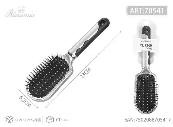 Cepillo de almohadilla de aire negro con plateado, cabezal irregular