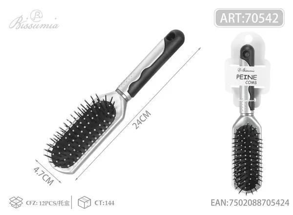 Cepillo de almohadilla de aire negro con plateado