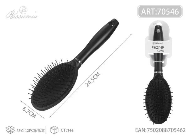 Cepillo de almohadilla de aire negro con plateado, cabezal redondo