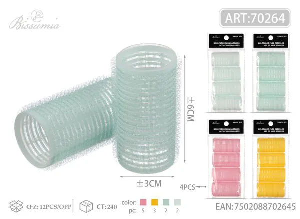 Rulos de nailon 3.0 x 6 cm, 4 piezas