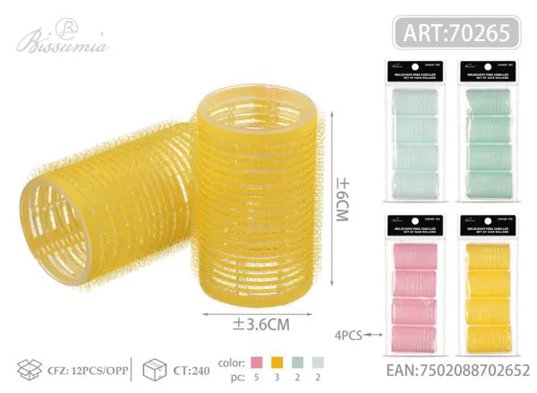 Rulos de nailon 3.6 x 6 cm, 4 piezas