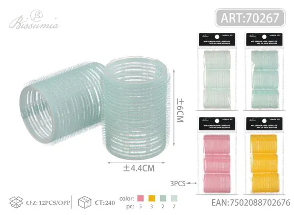 Rulos de nailon 4.4 x 6 cm, 3 piezas