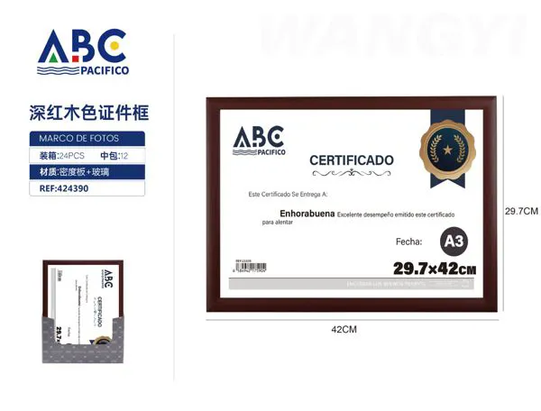 Marco para diploma caoba oscuro tamaño A3