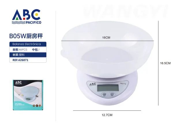 Báscula de cocina digital con tazón