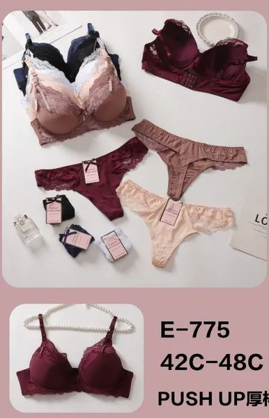 Conjunto de sostén push-up de encaje para mujer