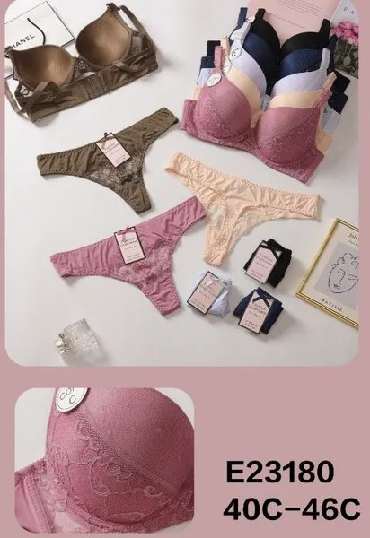 Conjunto de sostén y tanga de encaje para mujer