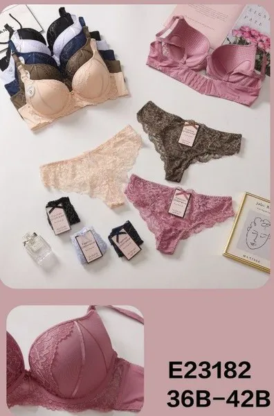 Conjunto de sostén y calzón de encaje para mujer