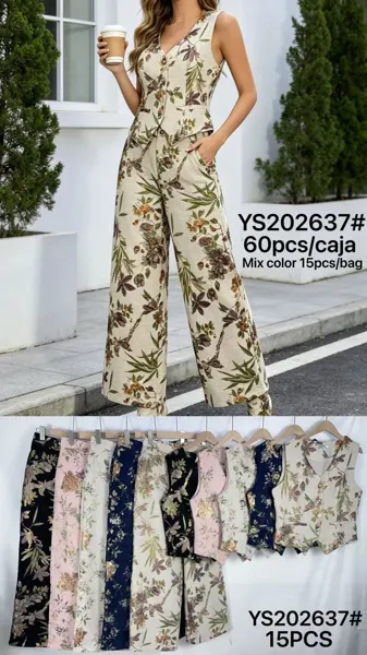 Conjunto de chaleco y pantalón estampado