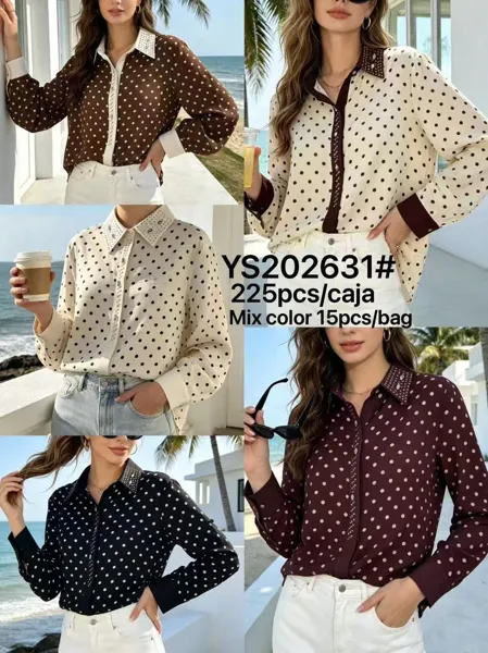 Blusa de lunares con cuello decorado