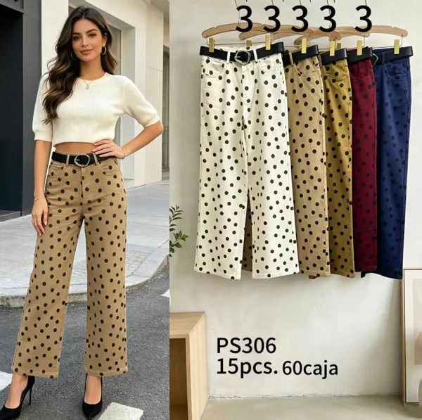 Pantalones de mezclilla con estampado de puntos