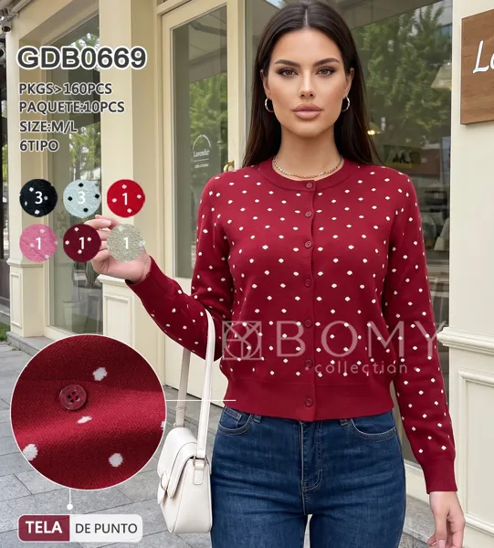 Cardigan de punto con estampado de lunares