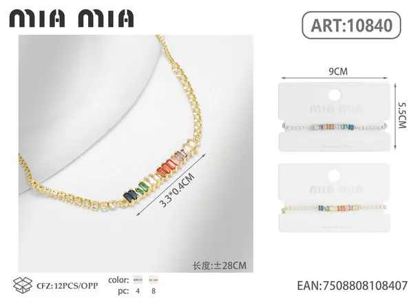 Pulsera dorada con circonias de colores