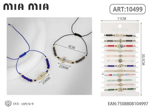 Pulsera de cuentas de cristal con ojo turco, surtido