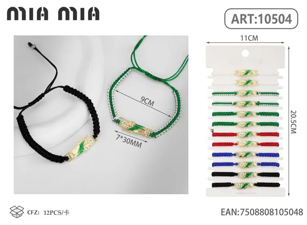Pulsera tejida con placa religiosa, surtido