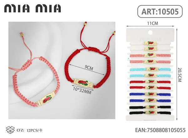 Pulsera tejida con placa de la Virgen, surtido