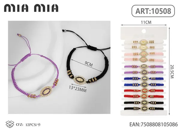 Pulsera tejida con medalla de la Virgen, surtido
