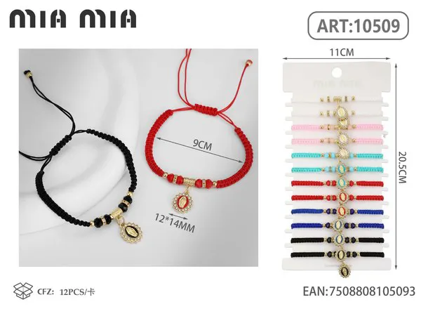 Pulsera tejida con dije de la Virgen, surtido