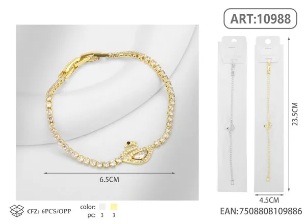 Pulsera de circonias con dije de cisne