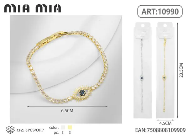 Pulsera de circonias con dije de ojo