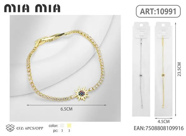 Pulsera de circonias con dije de sol