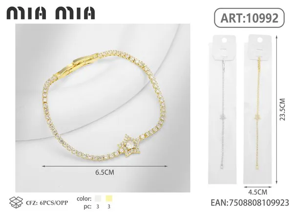 Pulsera de circonias con dije de estrella