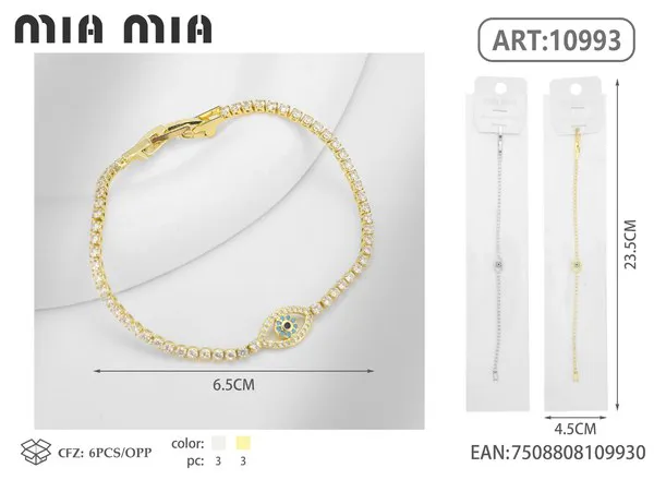 Pulsera de circonias con dije de ojo azul